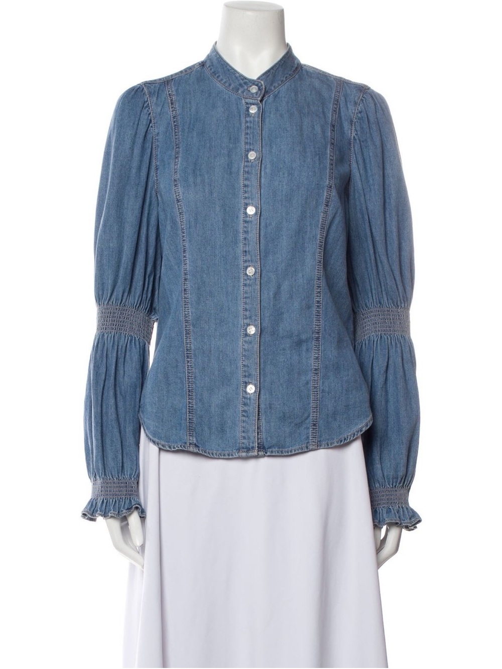 Veronica Beard Dalton Gathered Denim Shirt